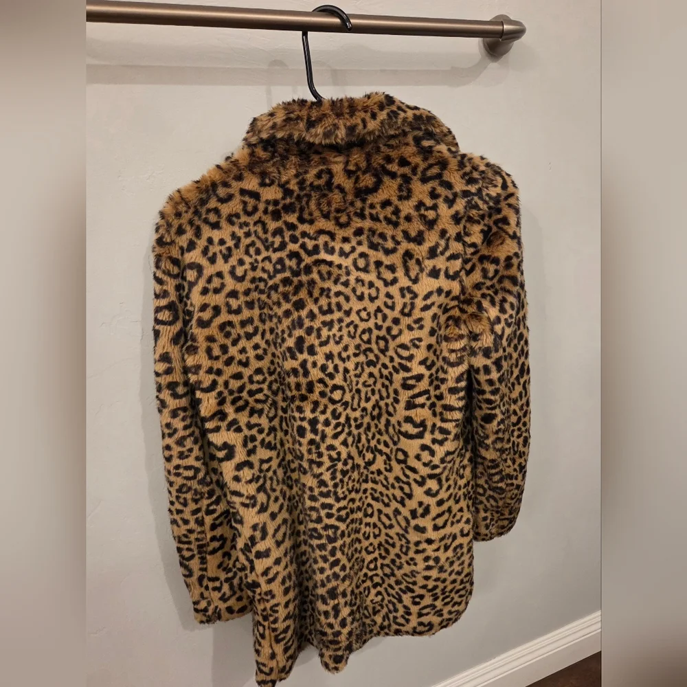 ZARA Leopard Print Faux Fur Coat Women's - Picture 4 of 5